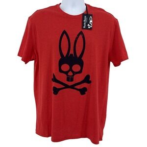 Psycho Bunny T Shirt Men's L Red Graphic Logo Skull Casual NWT